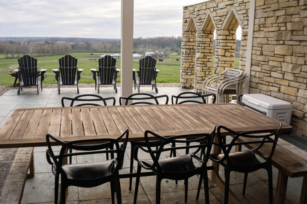 The outdoor dining area