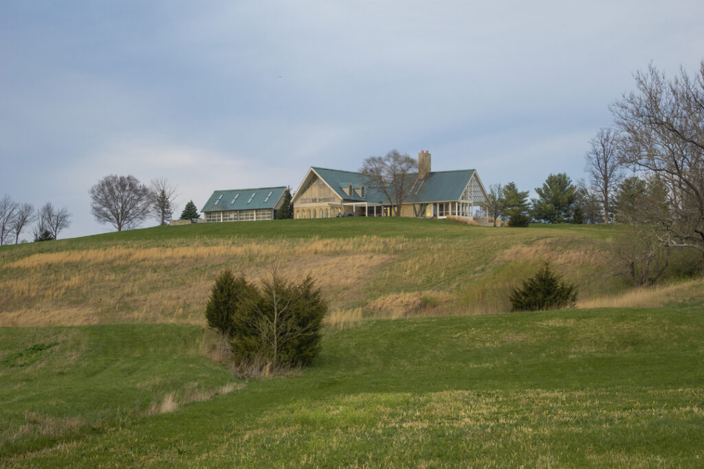 A view of The Estate at Byerpatch Farm from the bottom of the hill